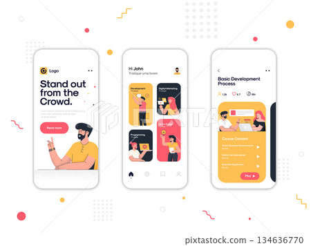 Flat Design App screens - Web Design Flat Design App screens - Web Design 134636770