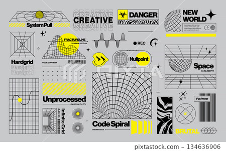 Modern Geometric Brutalist Elements 4 Modern Geometric Brutalist Elements 4 134636906