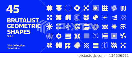 Abstract Brutalism Geometric Elements 134636921