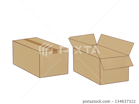 Cardboard box (open/closed) Cardboard box (open/closed) 134637322