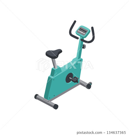 Exercise bike stationary fitness equipment for indoor cardio workout and health improvement vector illustration 134637365