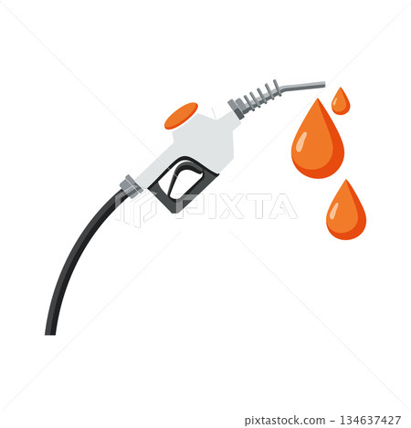 Fuel pump nozzle with red drops icon concept for energy and gasoline industry vector illustration 134637427
