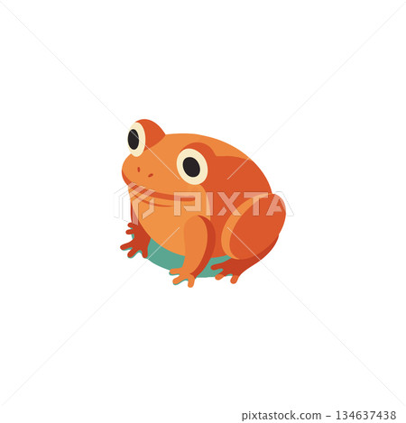 Cartoon style frog bright orange amphibian vector art colorful isolated design 134637438