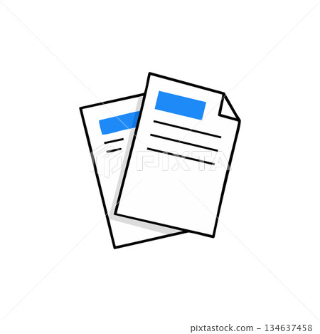 Documents icon with blue header bars and black outlines vector design on white background Documents icon with blue header bars and black outlines vector design on white background 134637458