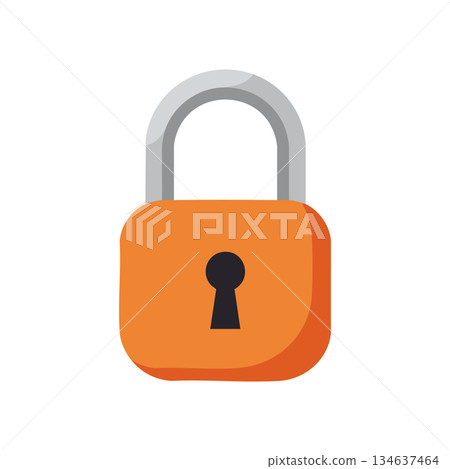 Orange padlock security icon with gray shackle vector symbol for privacy and protection concept 134637464