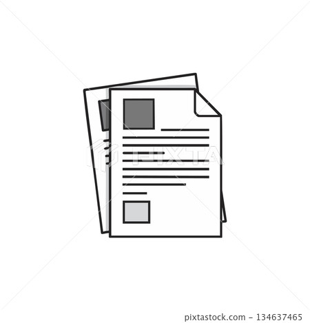Document stack vector icon with simple black and white line style for office and business design purposes 134637465