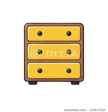 Wooden dresser with yellow drawers furniture vector illustration simple design Wooden dresser with yellow drawers furniture vector illustration simple design 134637482