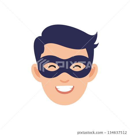 Smiling man face with black superhero mask vector illustration design Smiling man face with black superhero mask vector illustration design 134637512