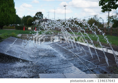 Park fountain playground Park fountain playground 134637643