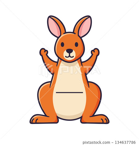 Kangaroo cartoon character cute animal sitting with arms raised vector illustration design Kangaroo cartoon character cute animal sitting with arms raised vector illustration design 134637786