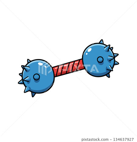 Spiked Blue Mace Weapon with Red Handle Vector Illustration Cartoon Style 134637927