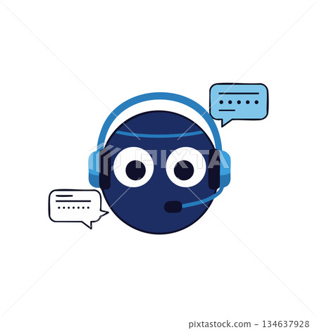 Customer support chatbot with headset and speech bubbles vector illustration friendly communication concept 134637928