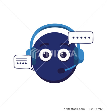 Customer service chatbot assistant with headset and speech bubbles vector illustration Customer service chatbot assistant with headset and speech bubbles vector illustration 134637929