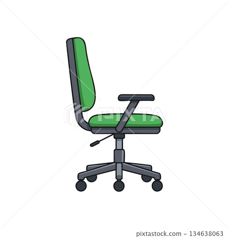 Green ergonomic office chair with adjustable height and wheels for comfortable workspace seating 134638063