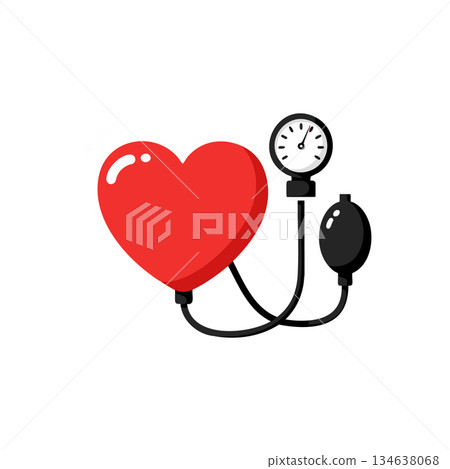 Red Heart Shaped Blood Pressure Monitor Medical Device for Health Check and Cardiovascular Care Vector Illustration Red Heart Shaped Blood Pressure Monitor Medical Device for Health Check and Cardiovascular Care Vector Illustration 134638068