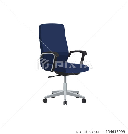 Blue ergonomic office chair with armrests and adjustable height for comfortable workspace seating 134638099