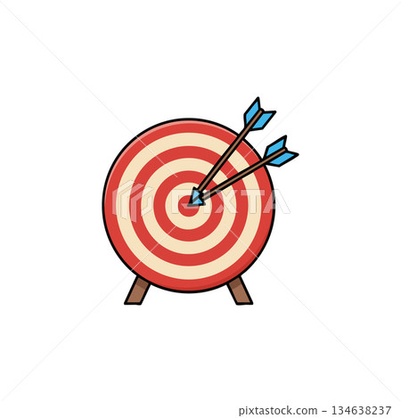 Target with two arrows hitting bullseye for accuracy and precision concept vector illustration 134638237