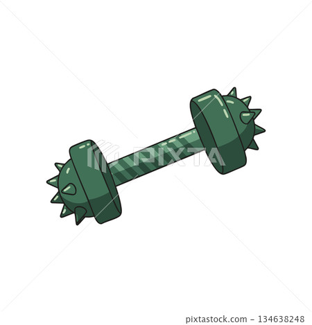 Spiked green dumbbell fitness equipment for strength training and exercise Spiked green dumbbell fitness equipment for strength training and exercise 134638248