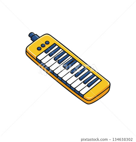 Yellow melodica keyboard musical instrument vector illustration in isometric style 134638302