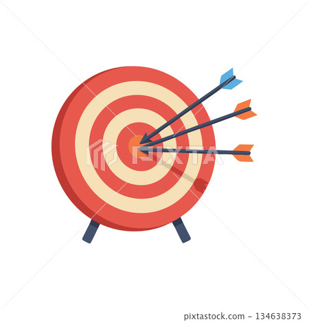 Target with three arrows hitting bullseye icon accurate aim concept vector illustration Target with three arrows hitting bullseye icon accurate aim concept vector illustration 134638373