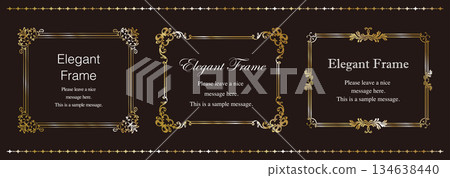 豪華典雅的框架套裝，裝飾邊框，裝飾設計，典雅的細節，金色 134638440