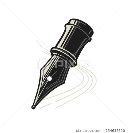 Fountain pen nib writing tool ink calligraphy instrument vector illustration design creative stationery concept 134638510
