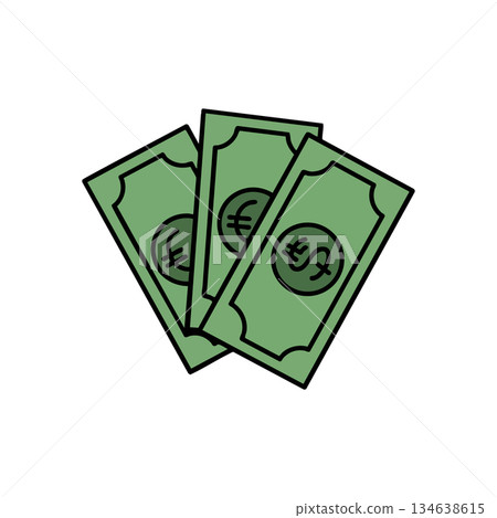 Money bills with euro and dollar currency symbols in green vector design for finance and payment concepts Money bills with euro and dollar currency symbols in green vector design for finance and payment concepts 134638615