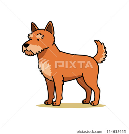 Red brown dog standing side view cartoon style pet animal vector illustration for design and decoration Red brown dog standing side view cartoon style pet animal vector illustration for design and decoration 134638635