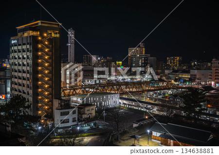 The glittering night view around Kofu Station from Maizuru Castle Park [Kofu City, Yamanashi Prefecture] 134638881