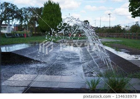 A park with a fountain A park with a fountain 134638979