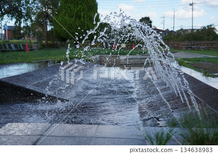 A park with a fountain A park with a fountain 134638983
