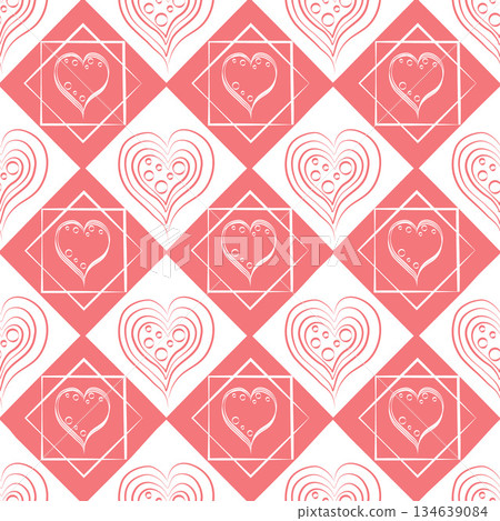 Pattern with hearts. Seamless pattern for Valentine s Day. Pattern with hearts for printing and gift packaging. Vector illustration. Pattern with hearts. Seamless pattern for Valentine s Day. Pattern with hearts for printing and gift packaging. Vector illustration. 134639084