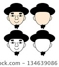 A man s face is a construction set. A children s coloring book featuring a man s head wearing a hat. The vector illustration is highlighted on a white background. 134639086