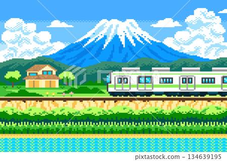 train on the green landscape 134639195