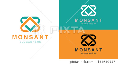 Modern H Letter Wave Curve Flow Logo Modern H Letter Wave Curve Flow Logo 134639557