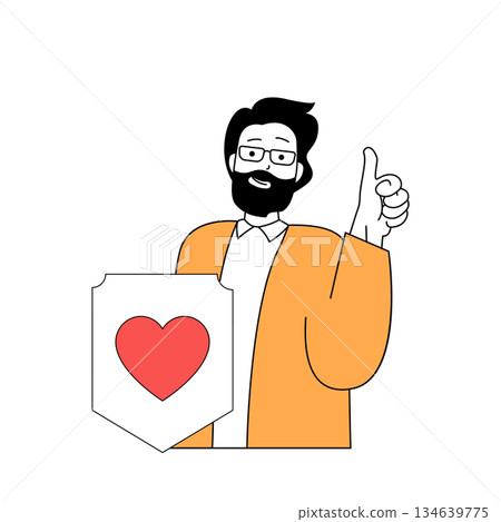 Travel concept with cartoon people in flat design for web. Man going to international trip and getting travel insurance permission. Vector illustration for social media banner, marketing material. Travel concept with cartoon people in flat design for web. Man going to international trip and getting travel insurance permission. Vector illustration for social media banner, marketing material. 134639775