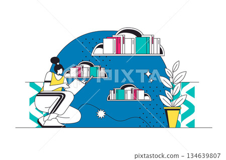 Cloud Library Outline Illustration 134639807