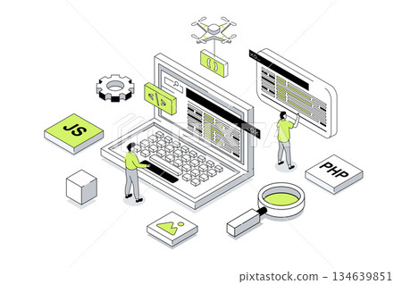 Website Creating Isometric Concept 134639851