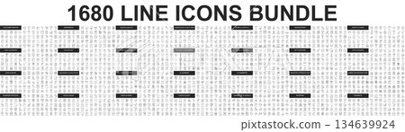 Mega set of vector thin line icons. Editable stroke. Contains such icon collection as social media, business process, commerce, learning, shopping, industry, customer service. Linear pictogram pack. Mega set of vector thin line icons. Editable stroke. Contains such icon collection as social media, business process, commerce, learning, shopping, industry, customer service. Linear pictogram pack. 134639924