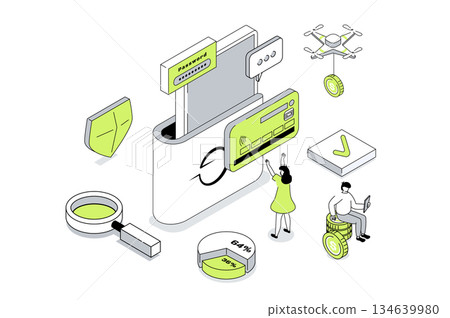 Mobile Wallet Isometric Concept Mobile Wallet Isometric Concept 134639980