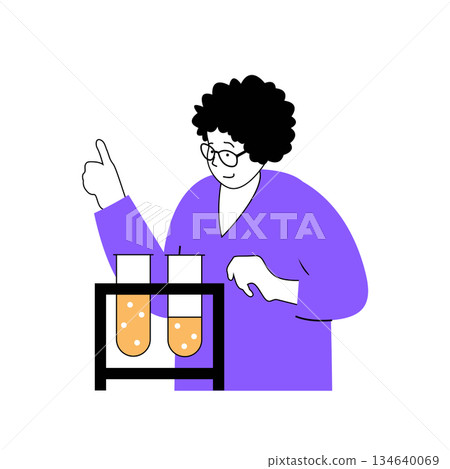 Education concept with cartoon people in flat design for web. Teacher making research with test tubes at chemistry lesson in class. Vector illustration for social media banner, marketing material. Education concept with cartoon people in flat design for web. Teacher making research with test tubes at chemistry lesson in class. Vector illustration for social media banner, marketing material. 134640069