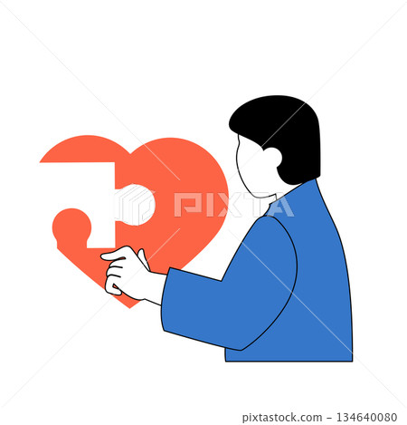 Mental health concept with cartoon people in flat design for web. Vector illustration 134640080