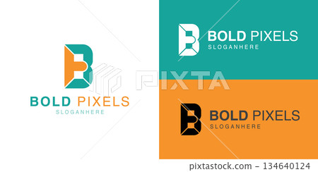 B Letter Geometric Grid Construction Logo 134640124