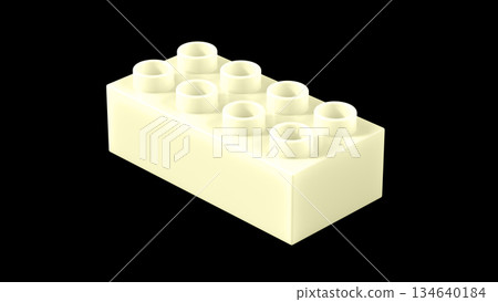 Cream Plastic Building Brick Isolated on a Black Background. Cream Plastic Building Brick Isolated on a Black Background. 134640184