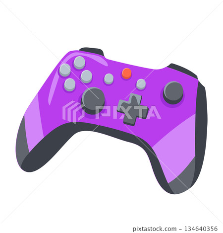 Joystick with buttons in flat design. Gamer accessory for video gaming. Vector illustration isolated. 134640356