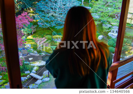 觀賞花園——片刻靜默——日式風情——背影——色彩和諧 134640566