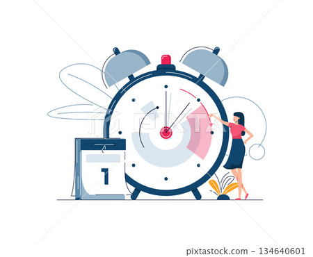 Daylight saving time homepage template. Woman sets the clocks forward by an hour, as dst time begins 134640601