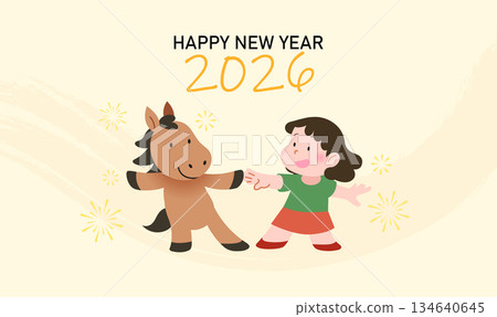 Child with zodiac horse vector illustration Child with zodiac horse vector illustration 134640645