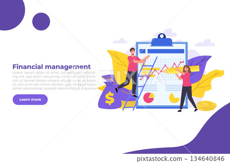 Money stories. Financial management concept. Financial examiner. Vector illustration. Money stories. Financial management concept. Financial examiner. Vector illustration. 134640846
