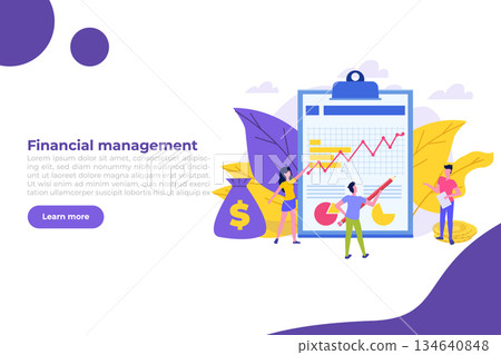 Money stories. Financial management concept.  Financial examiner. Vector illustration. 134640848
